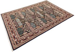 Corner detail of 1970s Bakhtiar rug showing border pattern and Wool pile