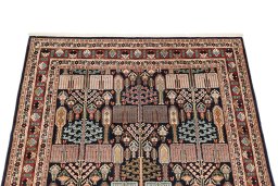 Surface texture of 1970s Bakhtiar rug with natural Wool and intricate pattern