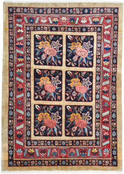 Full view of 1980s Bakhtiar rug from Iran / Persia, 193 × 140 cm in Dark blue tones