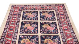 Surface texture of 1980s Bakhtiar rug with natural Wool and intricate pattern