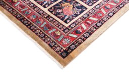 Backside of handmade 1980s Bakhtiar rug showing knot structure and weave density