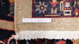 Full view of 1980s Bakhtiar rug from Iran / Persia, 193 × 140 cm in Dark blue tones