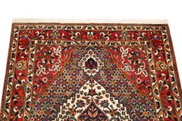 Surface texture of 1940s Bakhtiar rug with natural Wool and intricate pattern
