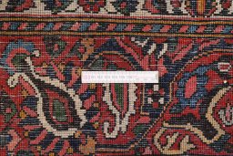 Close-up detail of 1930s Bakhtiar rug from Iran / Persia showing Wool weave