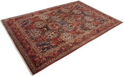 Close-up detail of 1930s Bakhtiar rug from Iran / Persia showing Wool weave
