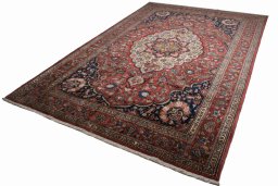 Surface texture of New Bakhtiar rug with natural Wool and intricate pattern