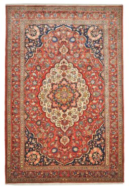 Full view of New Bakhtiar rug from Iran / Persia, 311 × 209 cm in Red tones