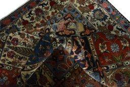 Close-up detail of 2000s Bakhtiar rug from Iran / Persia showing Wool weave