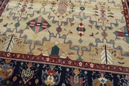 Close-up detail of New Bakhtiar rug from Iran / Persia showing Wool weave