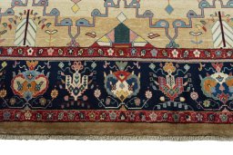 Full view of New Bakhtiar rug from Iran / Persia, 353 × 252 cm in Beige tones