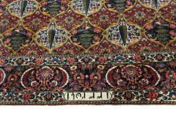 Close-up detail of 1930s Bakhtiar rug from Iran / Persia showing Wool weave