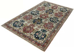 Corner detail of New Bakhtiar rug showing border pattern and Wool pile