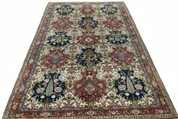 Surface texture of New Bakhtiar rug with natural Wool and intricate pattern