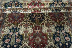 Full view of New Bakhtiar rug from Iran / Persia, 253 × 158 cm in Beige tones
