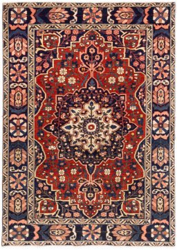 Full view of 2001s Bakhtiar rug from Iran / Persia, 220 × 155 cm in Red tones