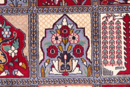Full view of 1960s Bakhtiar rug from Iran / Persia, 390 × 285 cm in Multi Color tones