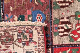 Close-up detail of 1985s Bakhtiar rug from Iran / Persia showing Wool weave