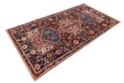 Close-up detail of 1974s Bakhtiar rug from Iran / Persia showing Wool weave