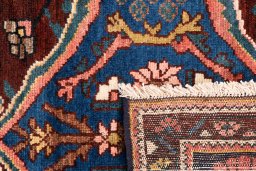 Close-up detail of 1974s Bakhtiar rug from Iran / Persia showing Wool weave