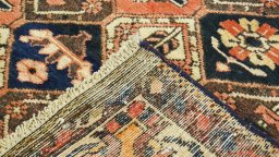 Close-up detail of 1990s Bakhtiar rug from Iran / Persia showing Wool weave