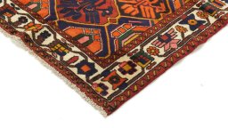Backside of handmade 1990s Bakhtiar rug showing knot structure and weave density