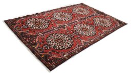 Close-up detail of 2000s Bakhtiar rug from Iran / Persia showing Wool weave