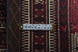 Close-up detail of 2000s Baloch rug from Iran / Persia showing Wool weave