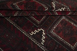 Full view of 2000s Baloch rug from Iran / Persia, 275 × 165 cm in Red tones