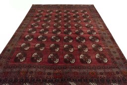 Close-up detail of 2000s Baloch rug from Iran / Persia showing Wool weave