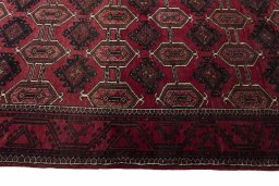 Close-up detail of 2000s Baloch rug from Iran / Persia showing Wool weave