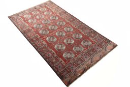 Close-up detail of 2000s Baloch rug from Iran / Persia showing Wool weave