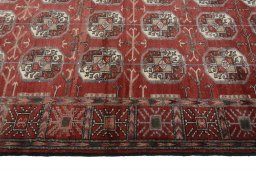 Close-up detail of 2000s Baloch rug from Iran / Persia showing Wool weave