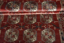 Full view of 2000s Baloch rug from Iran / Persia, 235 × 129 cm in Red tones