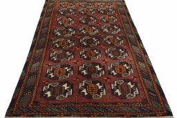 Surface texture of 2000s Baloch rug with natural Wool and intricate pattern