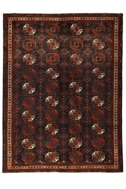 Full view of 2000s Baloch rug from Iran / Persia, 277 × 210 cm in Gray tones