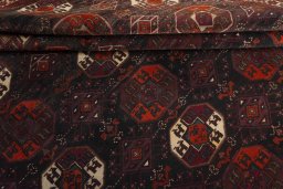 Full view of 2000s Baloch rug from Iran / Persia, 277 × 210 cm in Gray tones