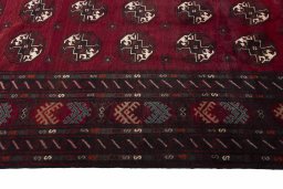 Close-up detail of 2000s Baloch rug from Iran / Persia showing Wool weave