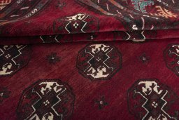 Full view of 2000s Baloch rug from Iran / Persia, 323 × 228 cm in Red tones