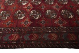 Close-up detail of 2000s Baloch rug from Iran / Persia showing Wool weave
