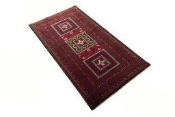 Close-up detail of 2000s Baloch rug from Iran / Persia showing Wool weave