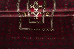 Full view of 2000s Baloch rug from Iran / Persia, 220 × 118 cm in Red tones
