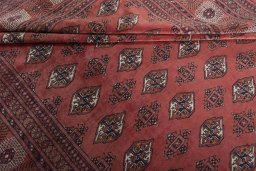 Full view of 2000s Baloch rug from Iran / Persia, 340 × 246 cm in Red tones