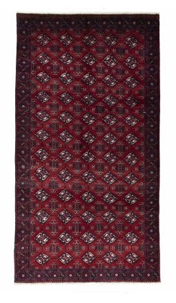 Full view of 2000s Baloch rug from Iran / Persia, 292 × 157 cm in Red tones