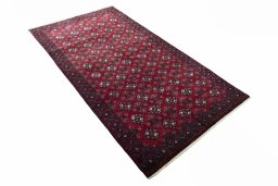 Close-up detail of 2000s Baloch rug from Iran / Persia showing Wool weave