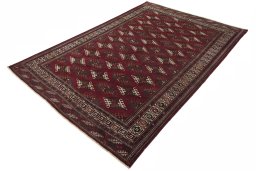 Corner detail of 1970s Baloch rug showing border pattern and Wool pile