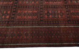 Close-up detail of 2000s Baloch rug from Iran / Persia showing Wool weave