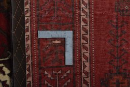 Close-up detail of 2000s Baloch rug from Iran / Persia showing Wool weave