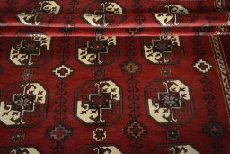 Full view of 2000s Baloch rug from Iran / Persia, 308 × 165 cm in Red tones
