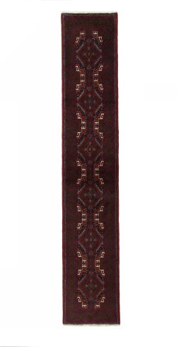 Full view of 2000s Baloch rug from Iran / Persia, 294 × 55 cm in Blue tones