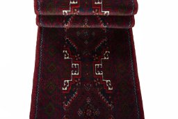 Full view of 2000s Baloch rug from Iran / Persia, 294 × 55 cm in Blue tones